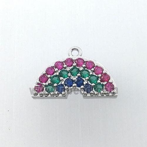 copper rainbow pendant pave zircon, platinum plated