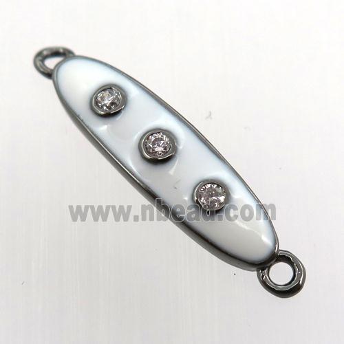 copper oval connector pave zircon with enameling, black plated