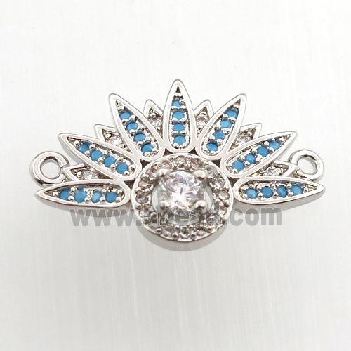 copper fan pendant paved zircon, platinum plated