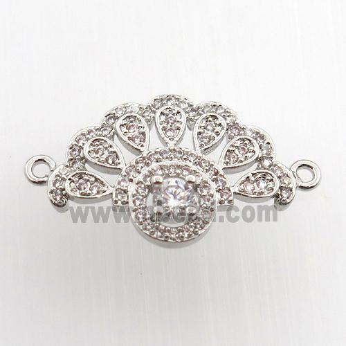 copper fan pendant paved zircon, platinum plated