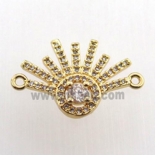 copper pendant paved zircon, gold plated