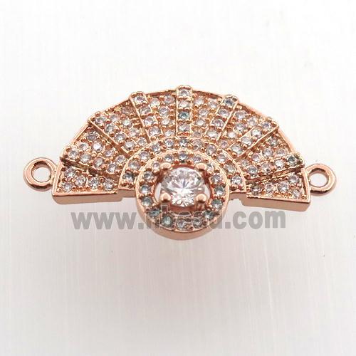copper fan pendant paved zircon, rose gold