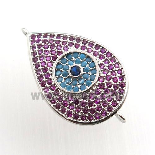copper teardrop connector paved zircon, platinum plated