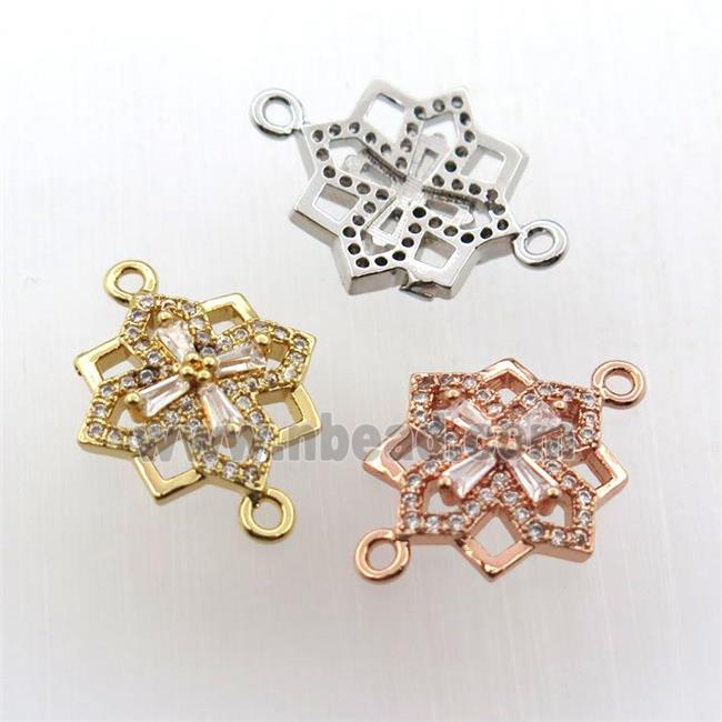 copper cross connector paved zircon, mix color