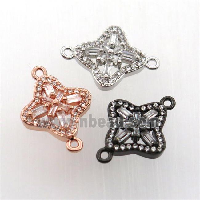 copper cross connector paved zircon, mix color