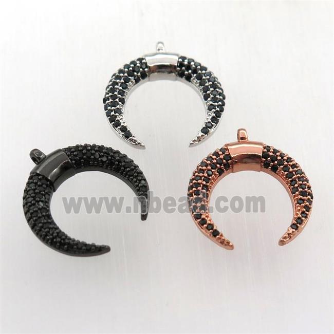 copper crescent pendant paved zircon, mix color