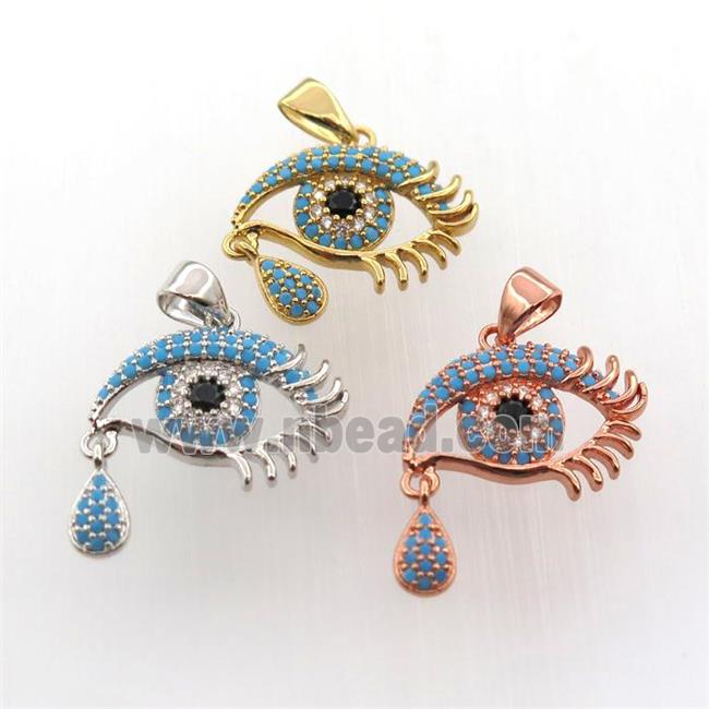 copper eye pendant paved zircon, mix color