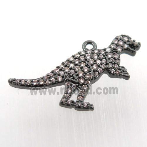 copper dragon pendant paved zircon, black plated