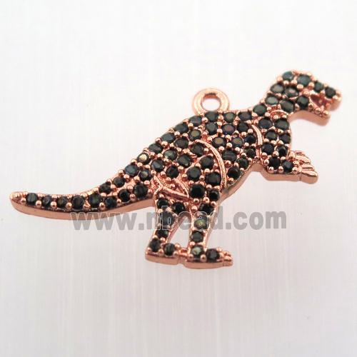copper dragon pendant paved zircon, rose gold