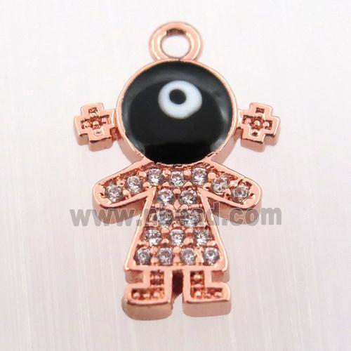 copper girl pendant pave zircon, rose gold