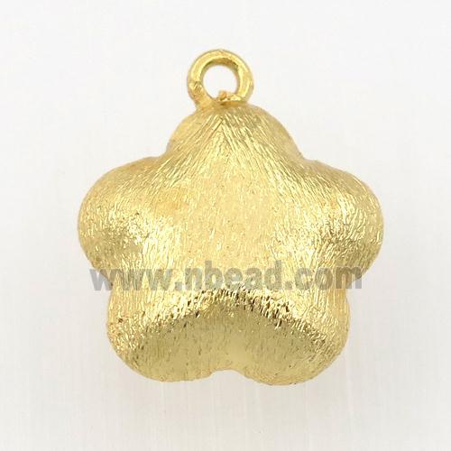 brushed copper flower pendant, gold plated