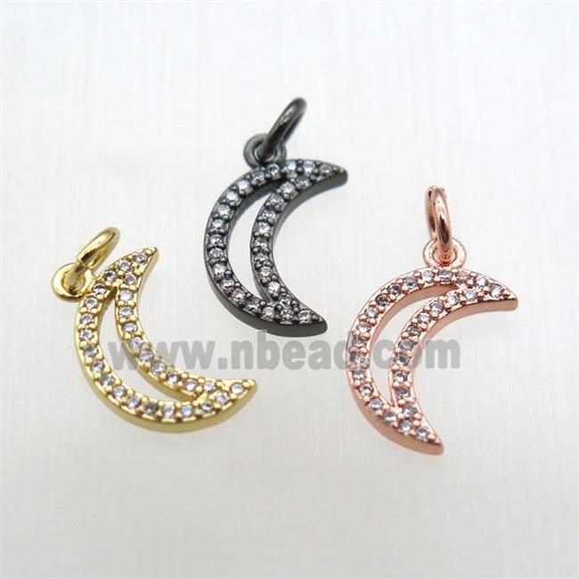 copper moon pendant paved zircon, mixed color