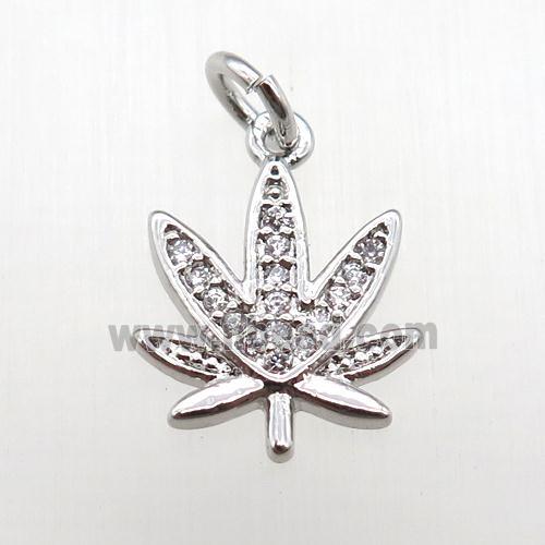 copper flower pendant paved zircon, platinum plated