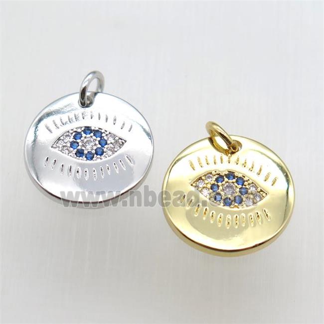 copper eye pendant paved zircon, mixed color