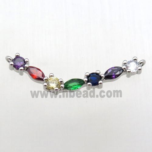 copper pendant paved zircon with 2loops, platinum plated