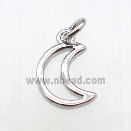 copper moon pendant, platinum plated