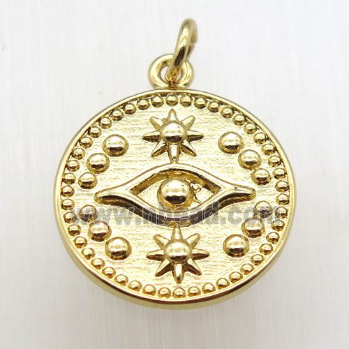 copper circle pendant, gold plated