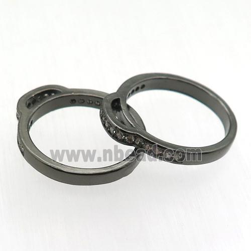 copper circle pendant pave zircon, black plated