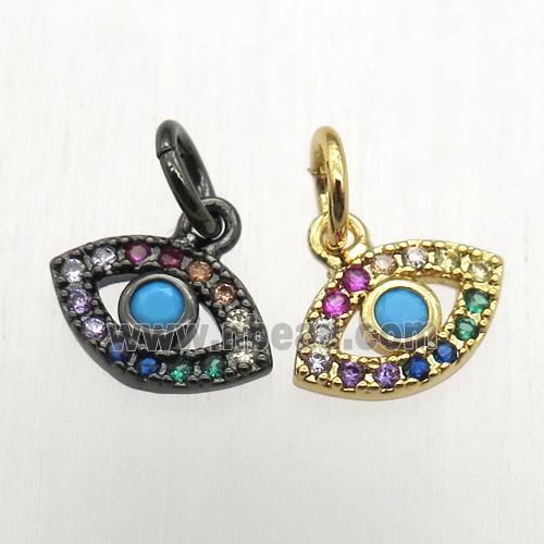 copper eye pendant pave zircon, mixed color