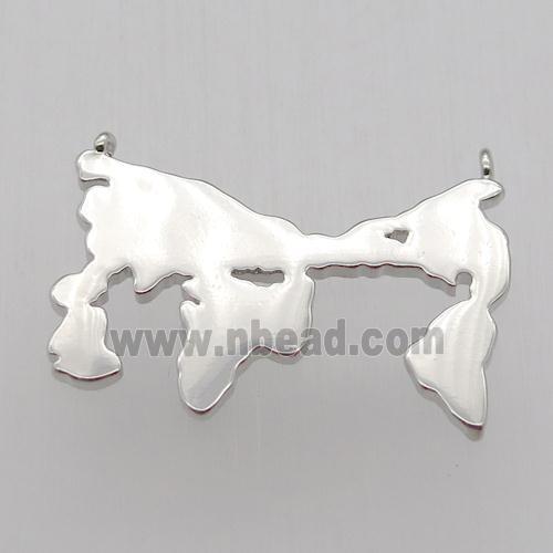 copper worldsmap pendant, platinum plated