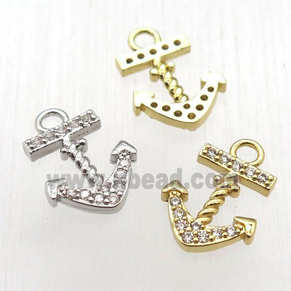 copper anchor pendant pave zircon, mixed color