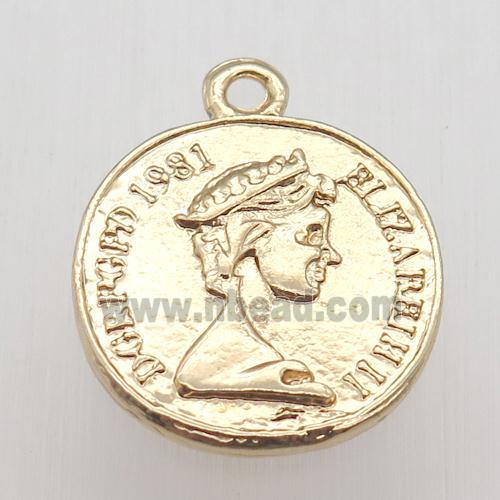 copper coin pendant, gold plated