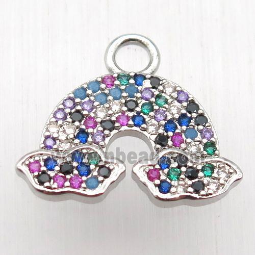 copper rainbow pendant paved zircon, platinum plated