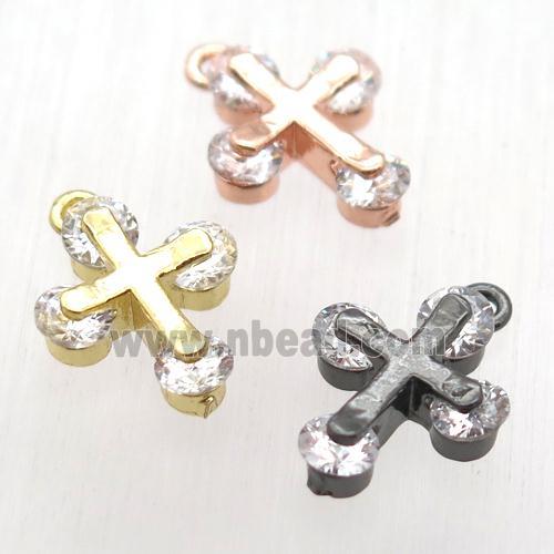 copper cross pendant paved zircon, mixed color