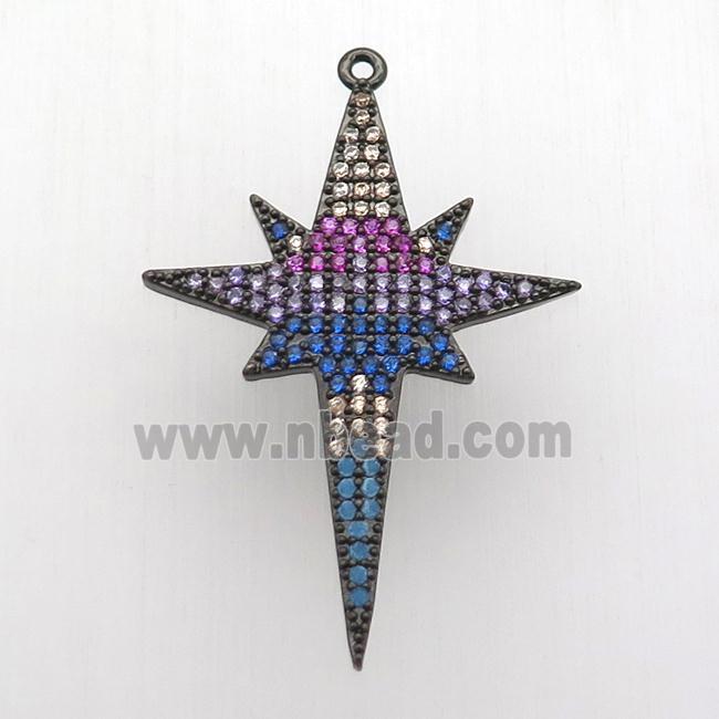 copper northStar pendant paved zircon, black plated