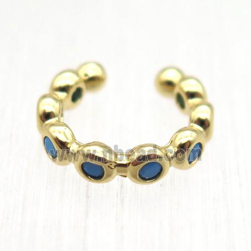 copper Clip Earrings cuff paved zircon, gold plated