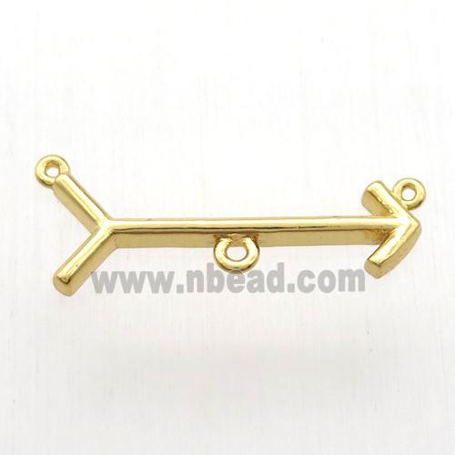 copper arrow pendant, gold plated
