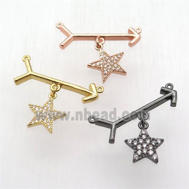 copper arrow pendant, star, mixed color
