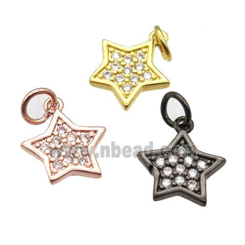 copper star pendant paved zircon, mixed color