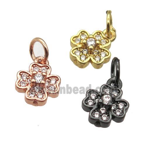 copper clover pendant paved zircon, mixed color