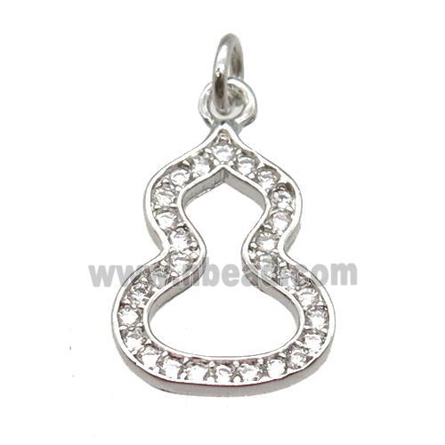 copper cucurbit pendant paved zircon, platinum plated
