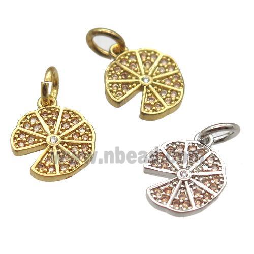 copper pizza pendant paved zircon, mixed color