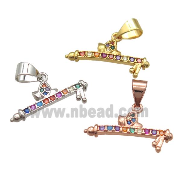 copper pendant paved zircon, mixed color