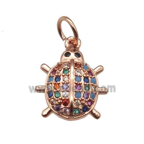 copper Beetle pendant paved zircon, rose gold