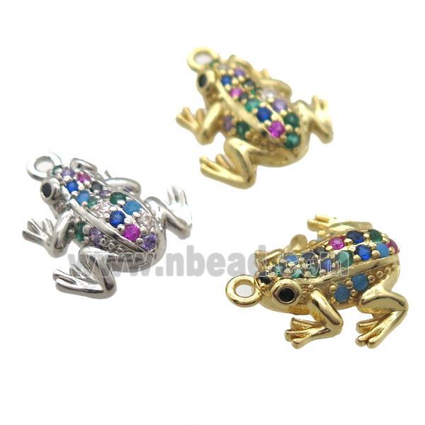 copper frog pendant paved zircon, mixed color