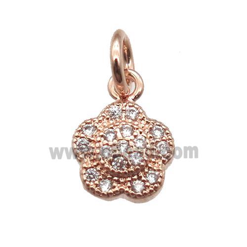 copper flower pendant paved zircon, rose gold