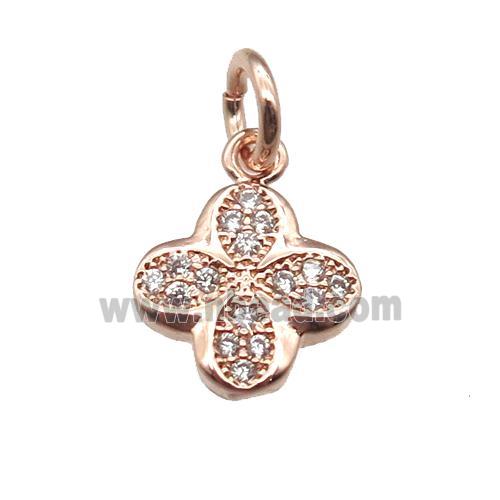 copper clover pendant paved zircon, rose gold