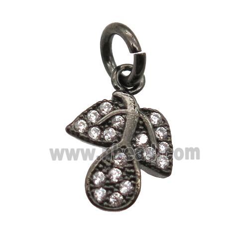 copper leaf pendant paved zircon, black plated