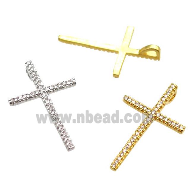 copper cross pendant paved zircon, mixed