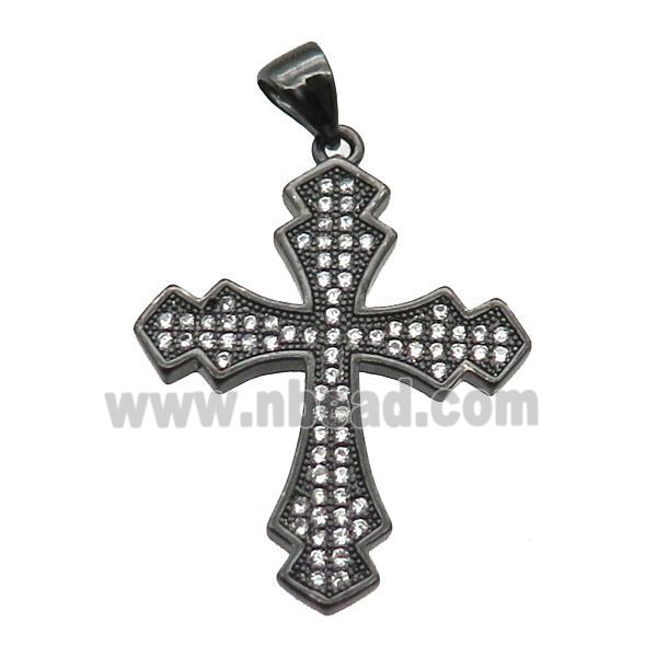 copper cross pendant paved zircon, black plated