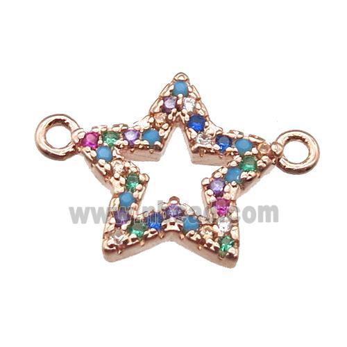 copper star pendant paved zircon, rose gold