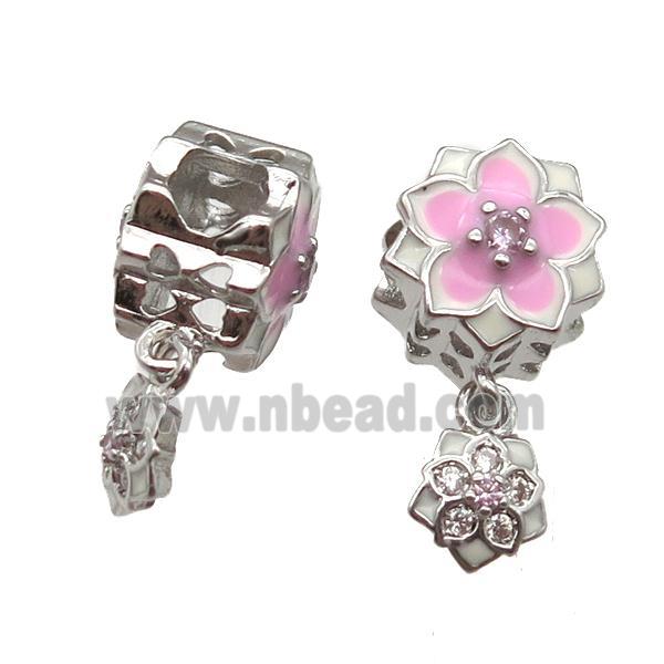 European Style copper hanger bail, Enameling, platinum plated