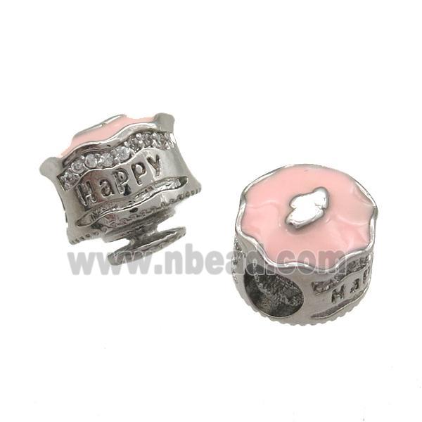 European Style copper beads, Enameling, platinum plated