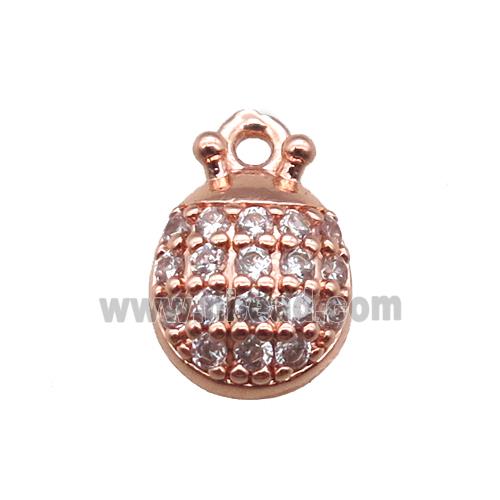 copper beetle pendant paved zircon, rose gold