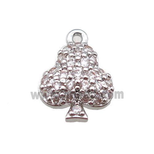 copper tree pendant paved zircon, platinum plated