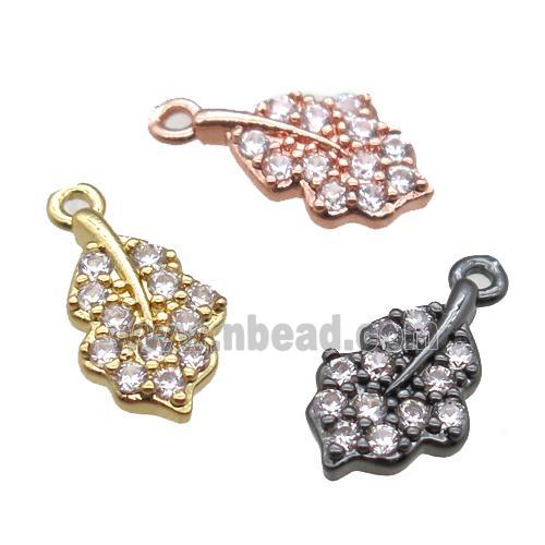 copper leaf pendant paved zircon, mixed color